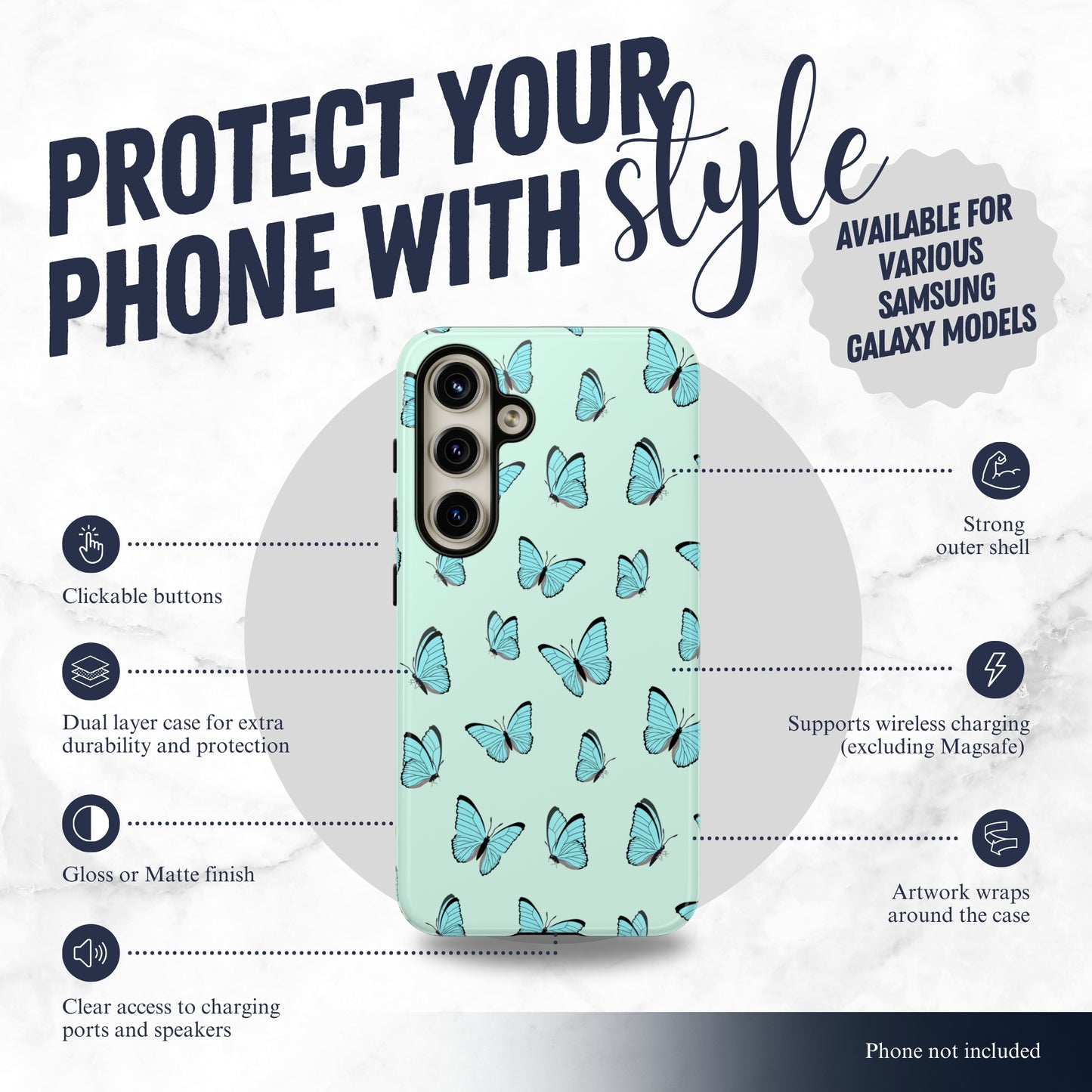 Flutter - Samsung Galaxy Case Phone Case-aesthetic phone case-shockproof phone case-cute phone case-designer phone case-elegant phone case-luxury phone case-phone accessories-fashion accessory