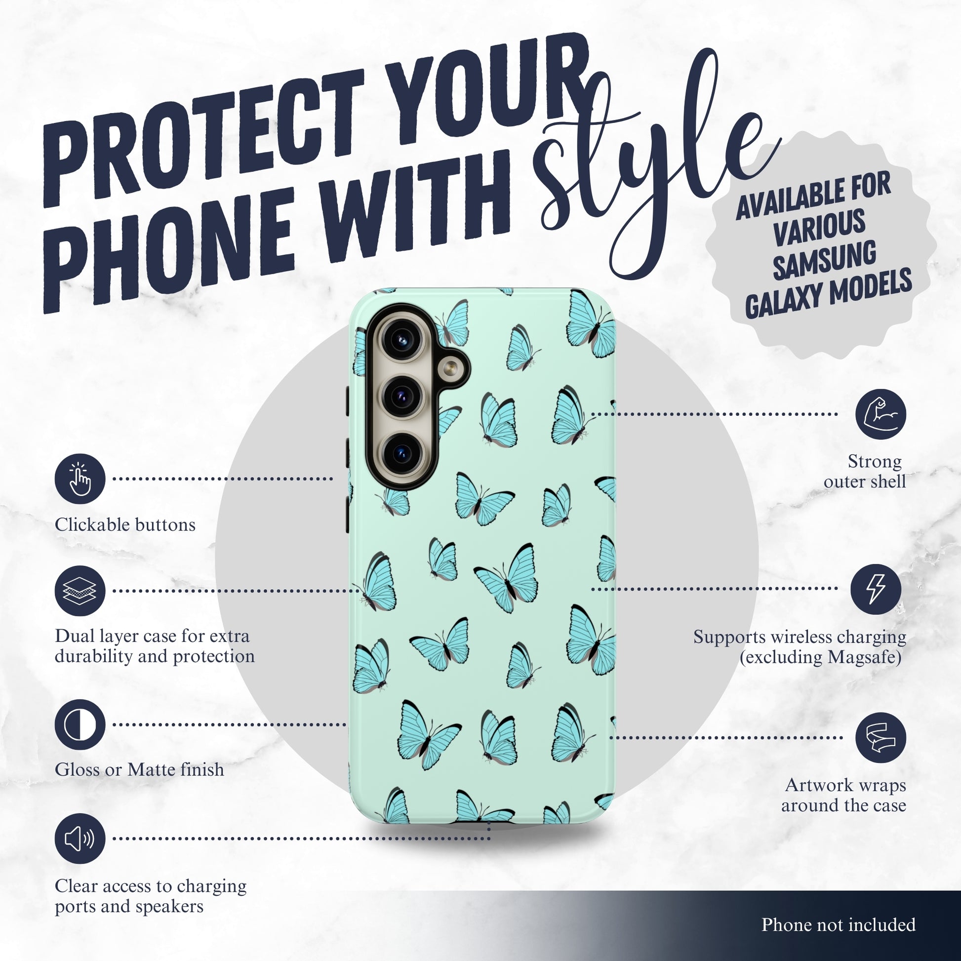 Flutter - Samsung Galaxy Case Phone Case-aesthetic phone case-shockproof phone case-cute phone case-designer phone case-elegant phone case-luxury phone case-phone accessories-fashion accessory