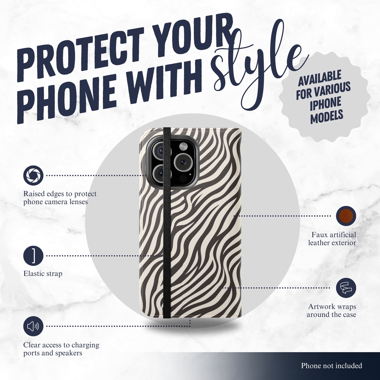 Wild Stride - iPhone Flip Case Wallet, Leather Folio Case Phone Case-aesthetic phone case-shockproof phone case-cute phone case-designer phone case-elegant phone case-luxury phone case-phone accessories-fashion accessory