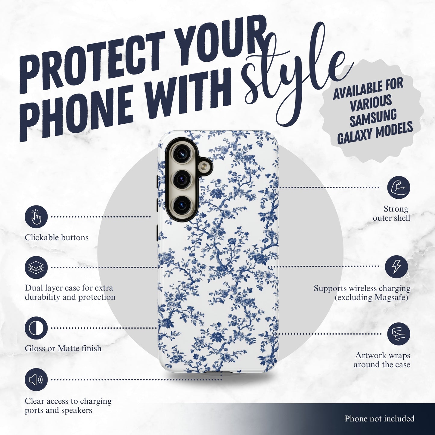 Frosted Toile - Samsung Galaxy Case Phone Case-aesthetic phone case-shockproof phone case-cute phone case-designer phone case-elegant phone case-luxury phone case-phone accessories-fashion accessory