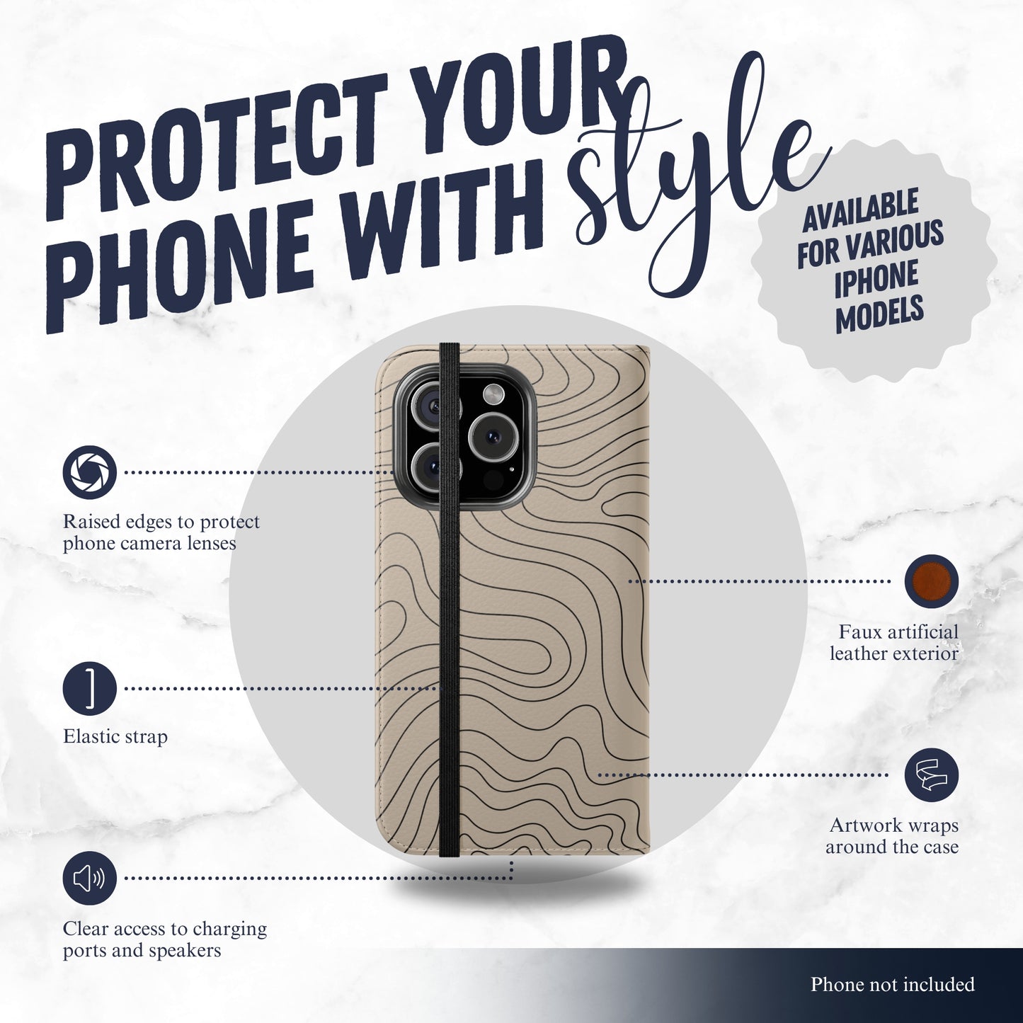 Earth Flow - iPhone Flip Case Wallet, Leather Folio Case Phone Case-aesthetic phone case-shockproof phone case-cute phone case-designer phone case-elegant phone case-luxury phone case-phone accessories-fashion accessory