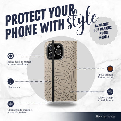 Earth Flow - iPhone Flip Case Wallet, Leather Folio Case Phone Case-aesthetic phone case-shockproof phone case-cute phone case-designer phone case-elegant phone case-luxury phone case-phone accessories-fashion accessory