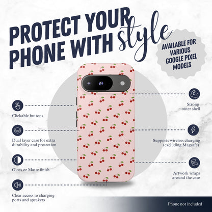 Cherry Crush - Google Pixel Case Phone Case-aesthetic phone case-shockproof phone case-cute phone case-designer phone case-elegant phone case-luxury phone case-phone accessories-fashion accessory