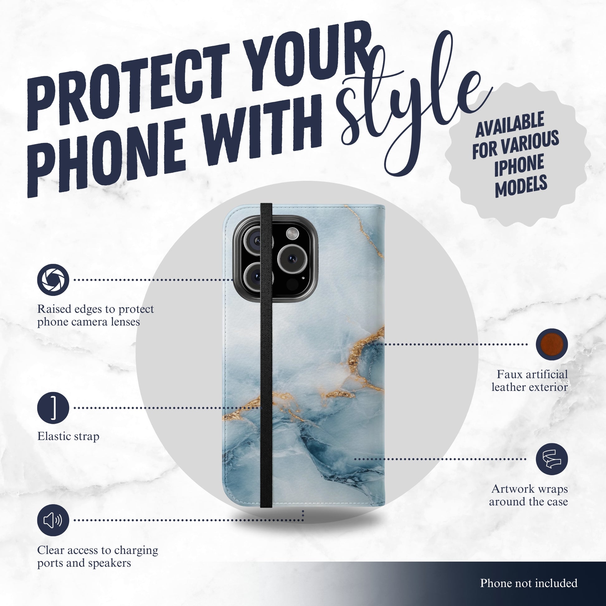 Glacier - iPhone Flip Case Wallet, Leather Folio Case Phone Case-aesthetic phone case-shockproof phone case-cute phone case-designer phone case-elegant phone case-luxury phone case-phone accessories-fashion accessory