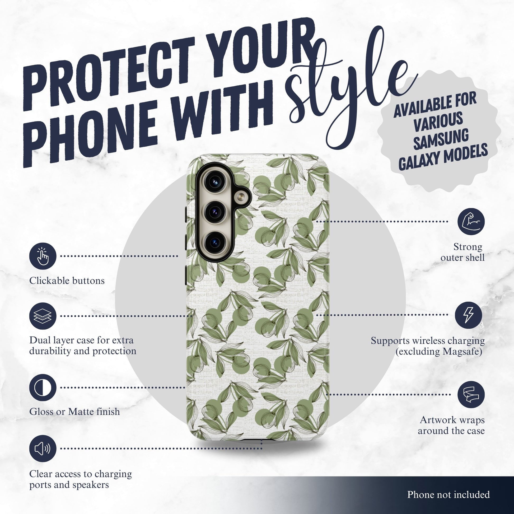 Olive Branch - Samsung Galaxy Case Phone Case-aesthetic phone case-shockproof phone case-cute phone case-designer phone case-elegant phone case-luxury phone case-phone accessories-fashion accessory