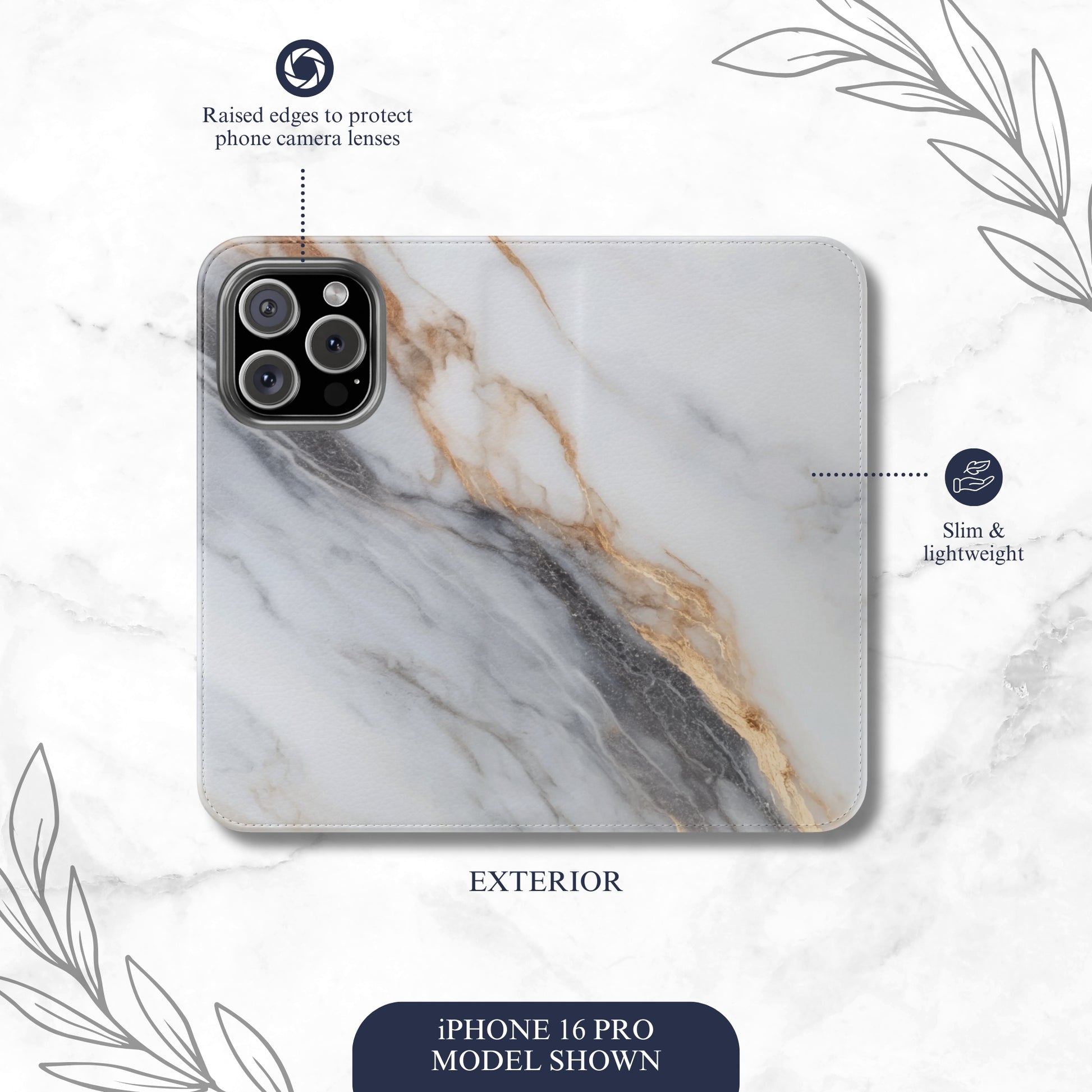 Ivory - iPhone Flip Case Wallet, Leather Folio Case Phone Case-aesthetic phone case-shockproof phone case-cute phone case-designer phone case-elegant phone case-luxury phone case-phone accessories-fashion accessory