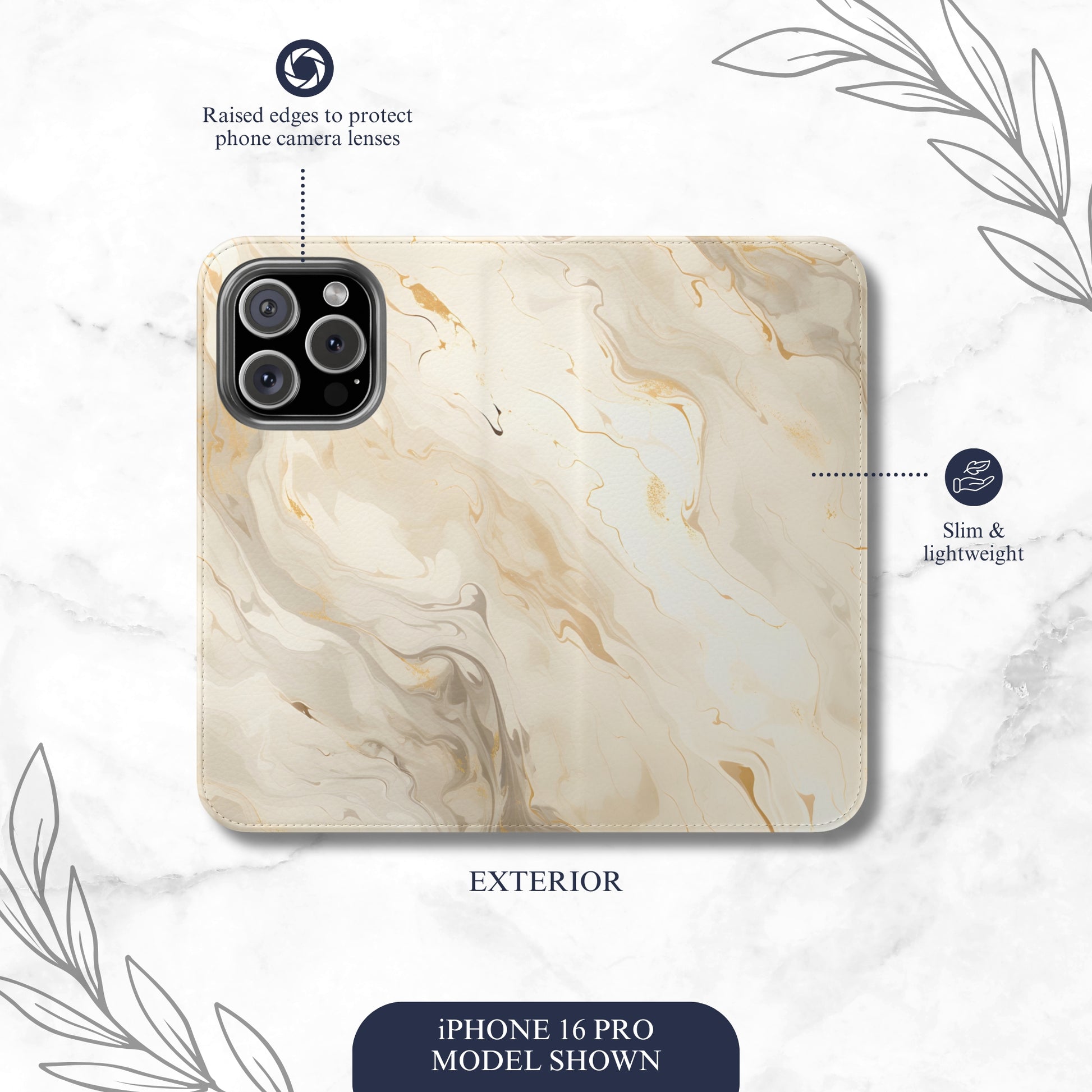 Double Cream - iPhone Flip Case Wallet, Leather Folio Case Phone Case-aesthetic phone case-shockproof phone case-cute phone case-designer phone case-elegant phone case-luxury phone case-phone accessories-fashion accessory