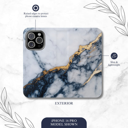 Azure Alloy - iPhone Flip Case Wallet, Leather Folio Case Phone Case-aesthetic phone case-shockproof phone case-cute phone case-designer phone case-elegant phone case-luxury phone case-phone accessories-fashion accessory