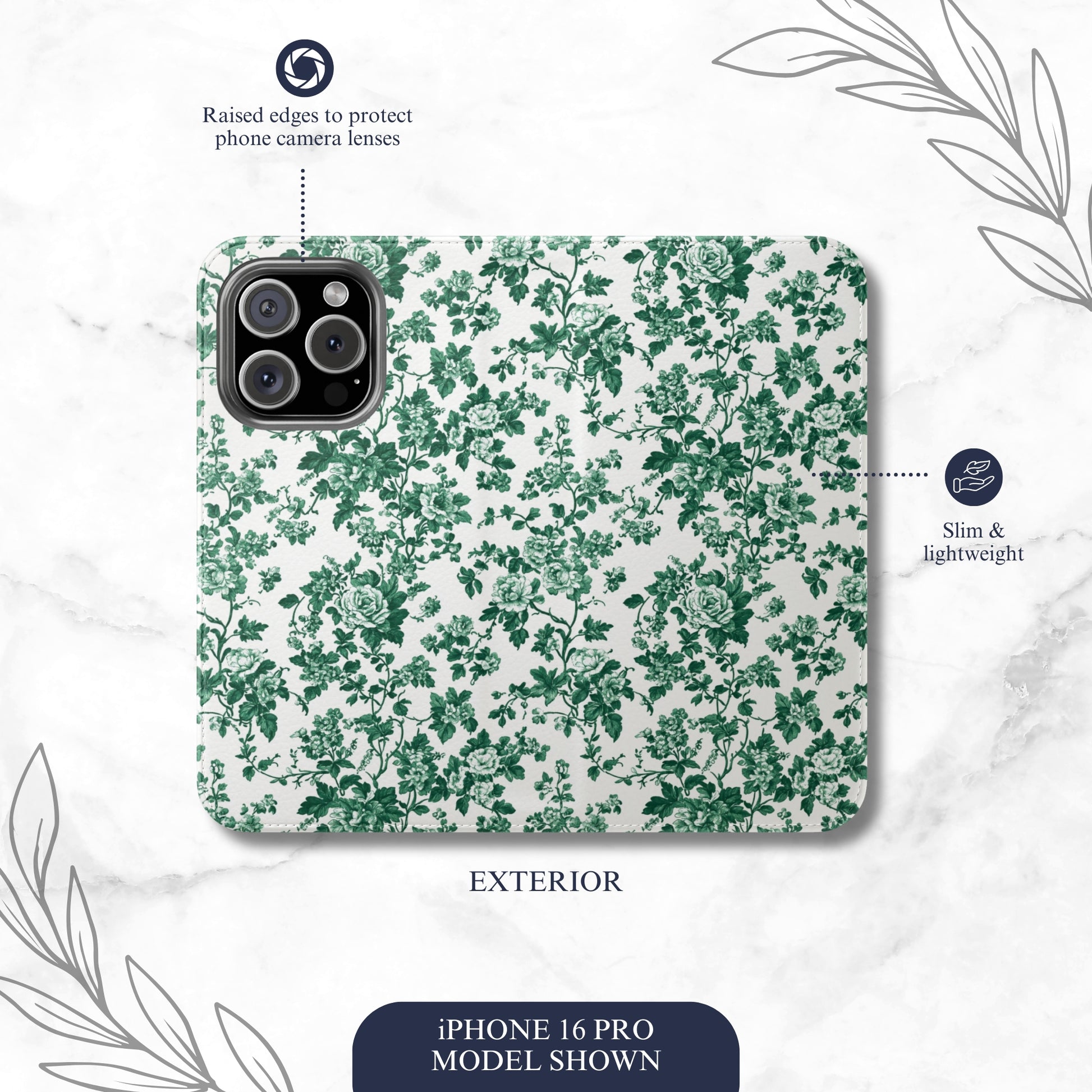 Moss Toile - iPhone Flip Case Wallet, Leather Folio Case Phone Case-aesthetic phone case-shockproof phone case-cute phone case-designer phone case-elegant phone case-luxury phone case-phone accessories-fashion accessory