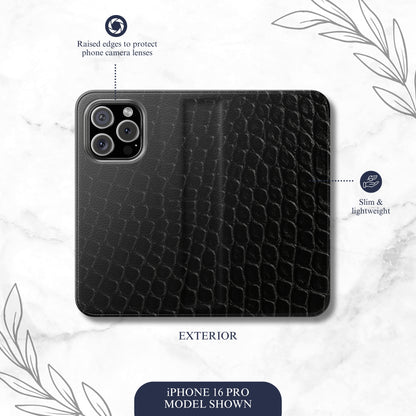 Black Viper - iPhone Flip Case Wallet, Leather Folio Case Phone Case-aesthetic phone case-shockproof phone case-cute phone case-designer phone case-elegant phone case-luxury phone case-phone accessories-fashion accessory