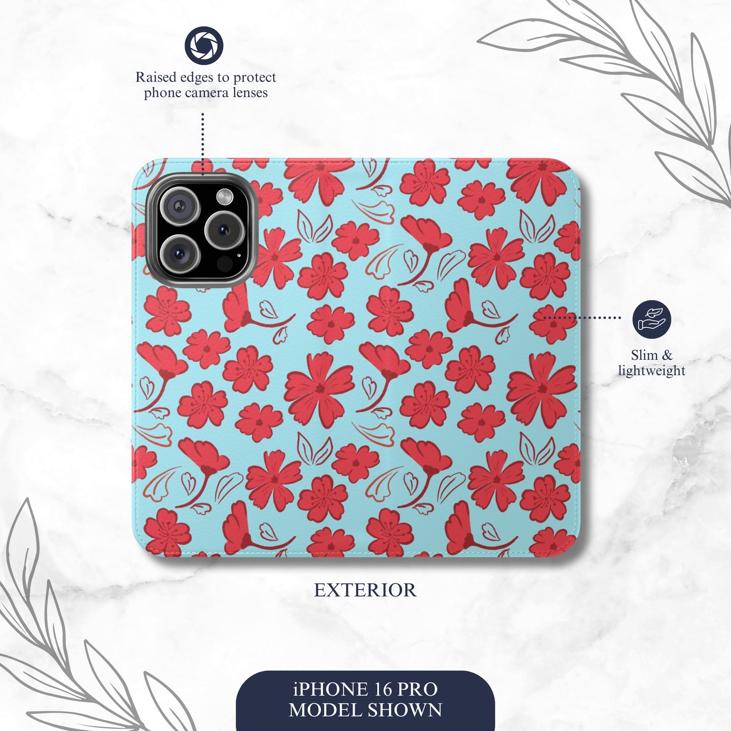 Floral Frenzy - iPhone Flip Case Wallet, Leather Folio Case Phone Case-aesthetic phone case-shockproof phone case-cute phone case-designer phone case-elegant phone case-luxury phone case-phone accessories-fashion accessory
