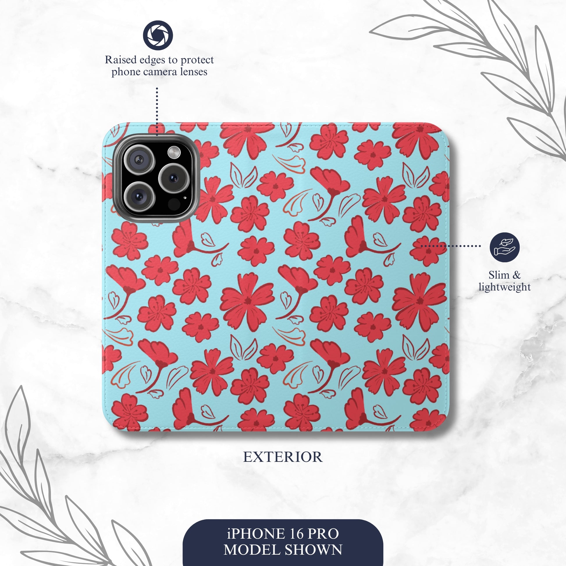 Floral Frenzy - iPhone Flip Case Wallet, Leather Folio Case Phone Case-aesthetic phone case-shockproof phone case-cute phone case-designer phone case-elegant phone case-luxury phone case-phone accessories-fashion accessory