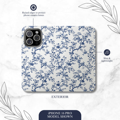 Frosted Toile - iPhone Flip Case Wallet, Leather Folio Case Phone Case-aesthetic phone case-shockproof phone case-cute phone case-designer phone case-elegant phone case-luxury phone case-phone accessories-fashion accessory