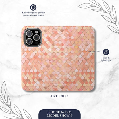 Mermaid Scales - iPhone Flip Case Wallet, Leather Folio Case Phone Case-aesthetic phone case-shockproof phone case-cute phone case-designer phone case-elegant phone case-luxury phone case-phone accessories-fashion accessory