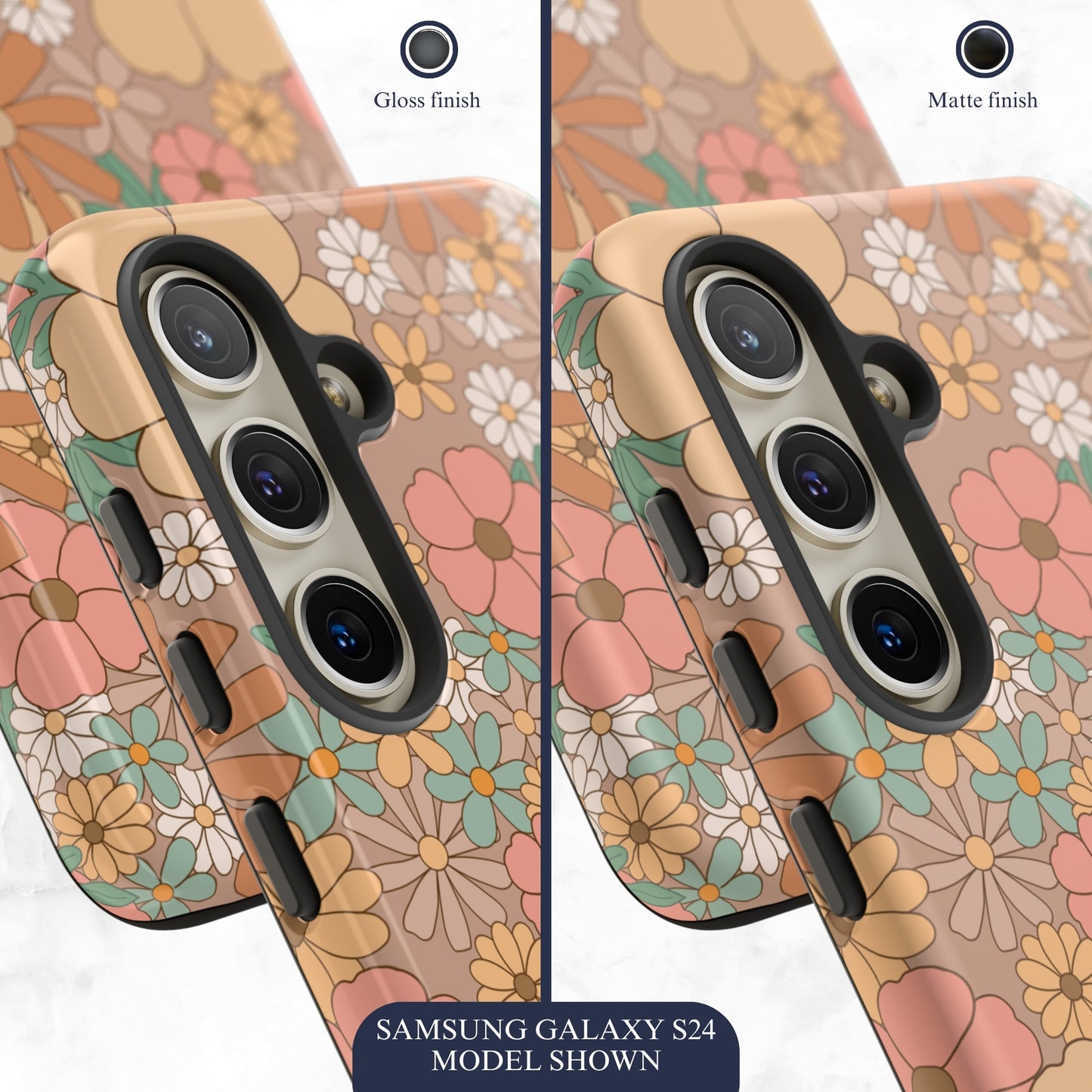Retro Petals - Samsung Galaxy Case Phone Case-aesthetic phone case-shockproof phone case-cute phone case-designer phone case-elegant phone case-luxury phone case-phone accessories-fashion accessory