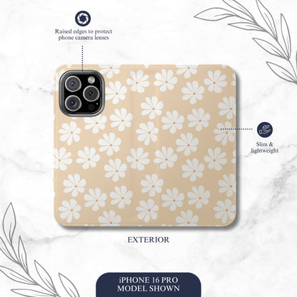 Bare Bloom - iPhone Flip Case Wallet, Leather Folio Case Phone Case-aesthetic phone case-shockproof phone case-cute phone case-designer phone case-elegant phone case-luxury phone case-phone accessories-fashion accessory