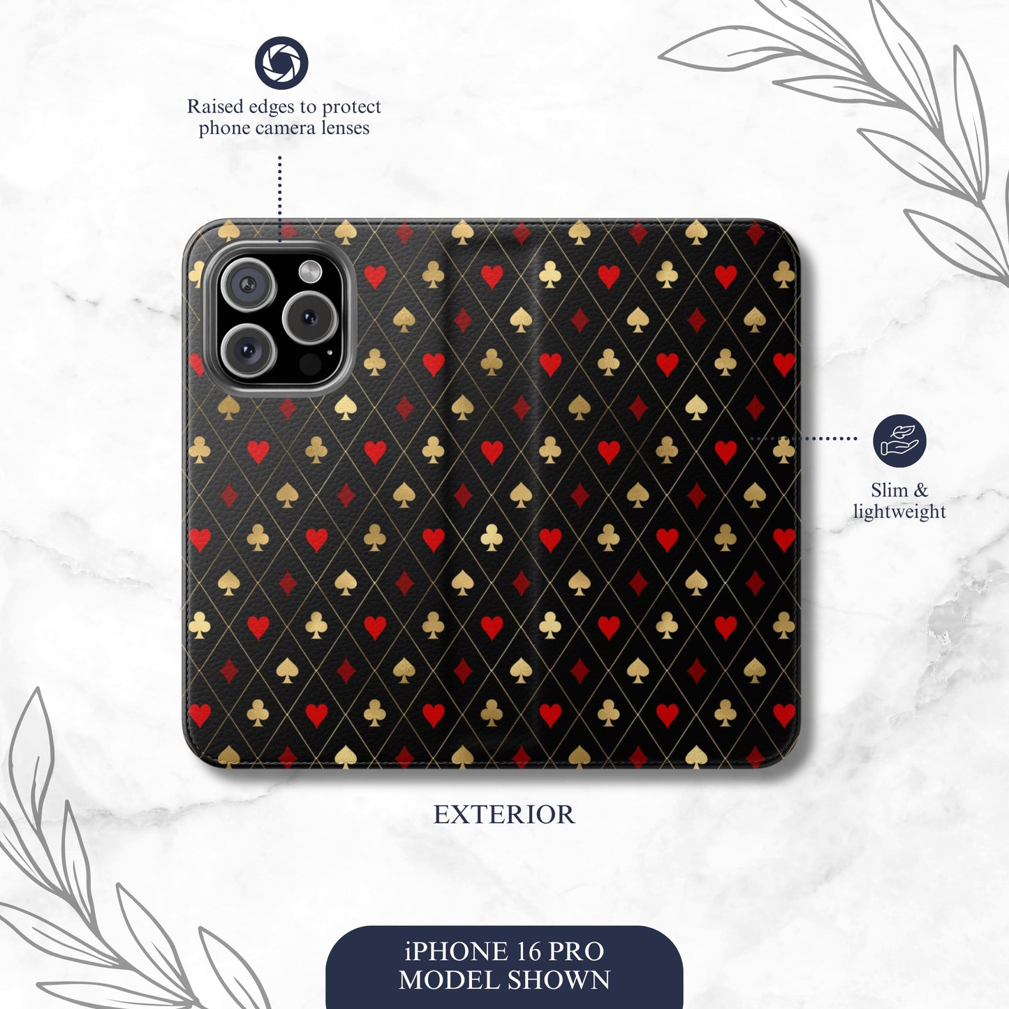 Royal Flush - iPhone Flip Case Wallet, Leather Folio Case Phone Case-aesthetic phone case-shockproof phone case-cute phone case-designer phone case-elegant phone case-luxury phone case-phone accessories-fashion accessory