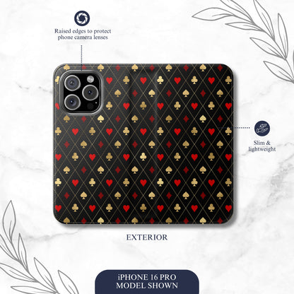 Royal Flush - iPhone Flip Case Wallet, Leather Folio Case Phone Case-aesthetic phone case-shockproof phone case-cute phone case-designer phone case-elegant phone case-luxury phone case-phone accessories-fashion accessory