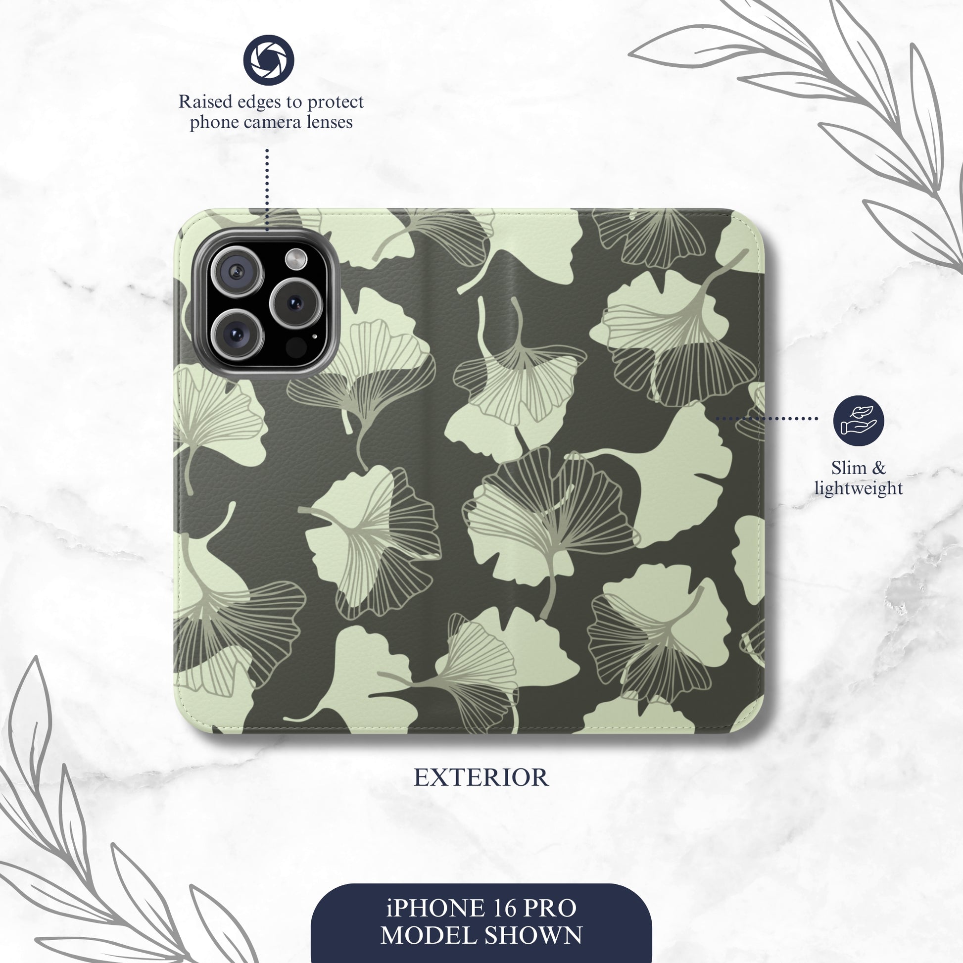 Wilted Presence - iPhone Flip Case Wallet, Leather Folio Case Phone Case-aesthetic phone case-shockproof phone case-cute phone case-designer phone case-elegant phone case-luxury phone case-phone accessories-fashion accessory