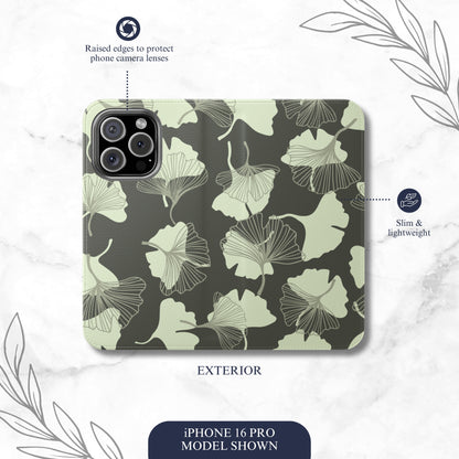 Wilted Presence - iPhone Flip Case Wallet, Leather Folio Case Phone Case-aesthetic phone case-shockproof phone case-cute phone case-designer phone case-elegant phone case-luxury phone case-phone accessories-fashion accessory