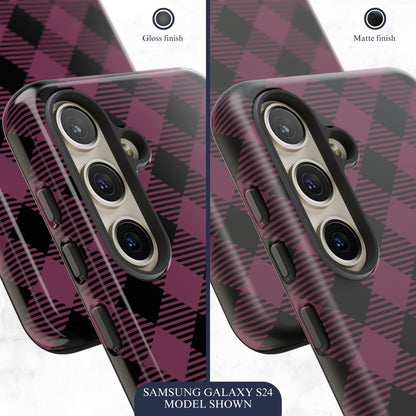 Plum Plaid - Samsung Galaxy Case Phone Case-aesthetic phone case-shockproof phone case-cute phone case-designer phone case-elegant phone case-luxury phone case-phone accessories-fashion accessory