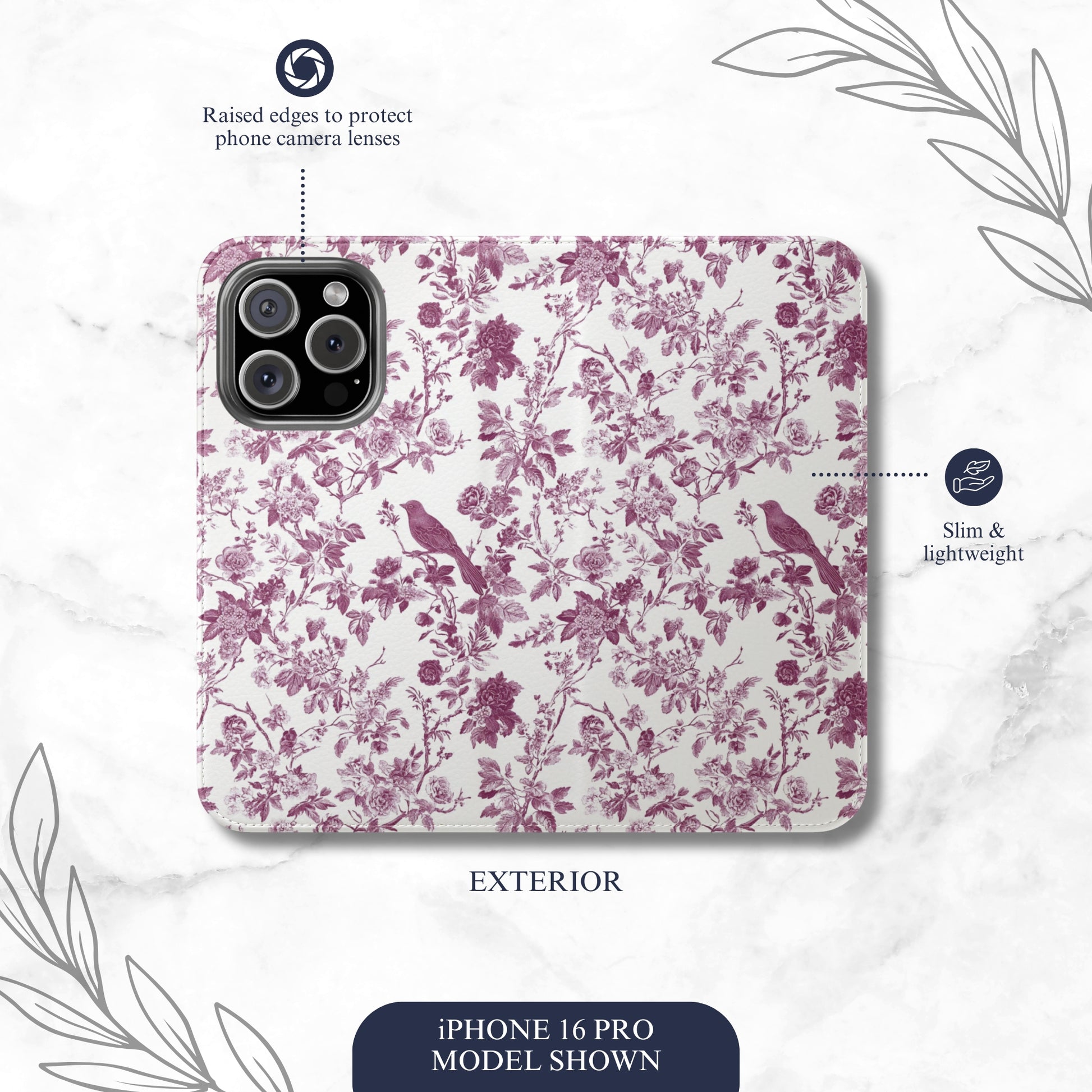 Mauve Toile - iPhone Flip Case Wallet, Leather Folio Case Phone Case-aesthetic phone case-shockproof phone case-cute phone case-designer phone case-elegant phone case-luxury phone case-phone accessories-fashion accessory