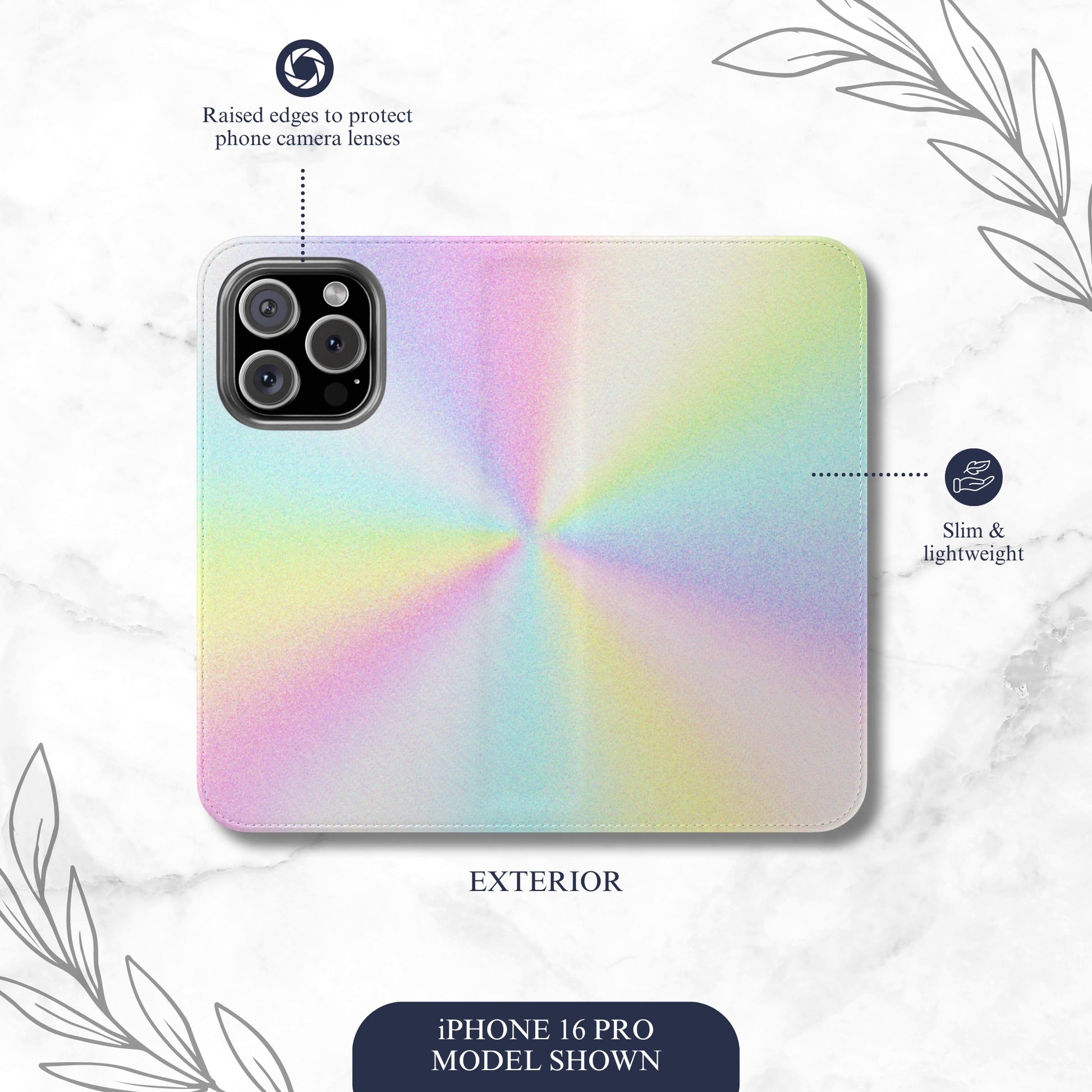 Rainbow Prism - iPhone Flip Case Wallet, Leather Folio Case Phone Case-aesthetic phone case-shockproof phone case-cute phone case-designer phone case-elegant phone case-luxury phone case-phone accessories-fashion accessory