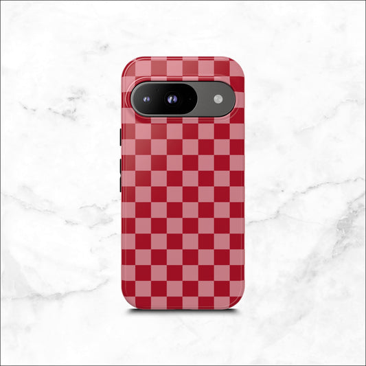 Crimson Check - Google Pixel Case Phone Case-aesthetic phone case-shockproof phone case-cute phone case-designer phone case-elegant phone case-luxury phone case-phone accessories-fashion accessory