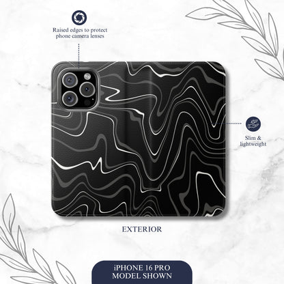 Night Threads - iPhone Flip Case Wallet, Leather Folio Case Phone Case-aesthetic phone case-shockproof phone case-cute phone case-designer phone case-elegant phone case-luxury phone case-phone accessories-fashion accessory