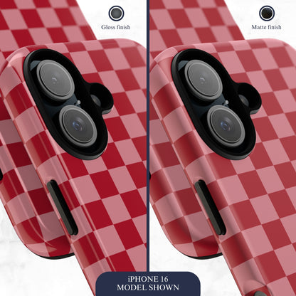 Crimson Check - iPhone Case Phone Case-aesthetic phone case-shockproof phone case-cute phone case-designer phone case-elegant phone case-luxury phone case-phone accessories-fashion accessory
