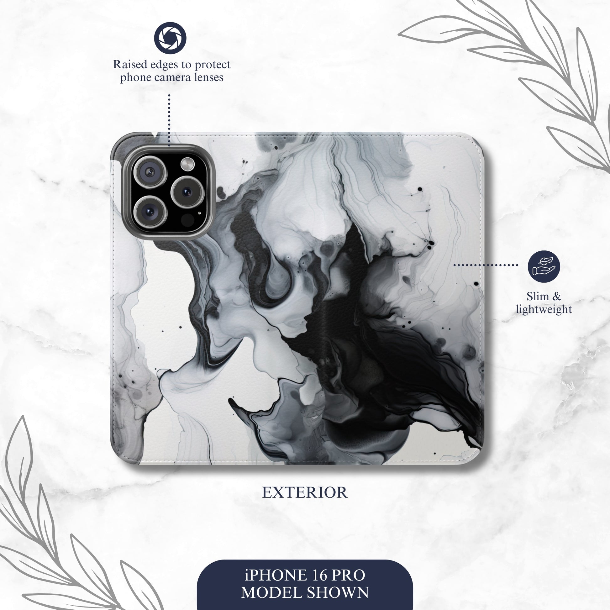 Cascade - iPhone Flip Case Wallet, Leather Folio Case Phone Case-aesthetic phone case-shockproof phone case-cute phone case-designer phone case-elegant phone case-luxury phone case-phone accessories-fashion accessory