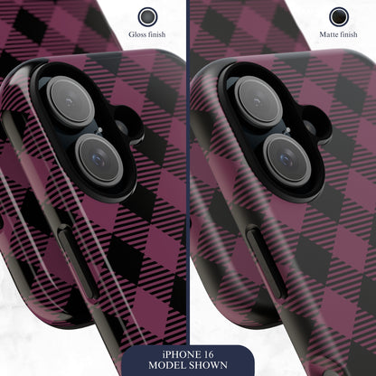 Plum Plaid - iPhone Case Phone Case-aesthetic phone case-shockproof phone case-cute phone case-designer phone case-elegant phone case-luxury phone case-phone accessories-fashion accessory