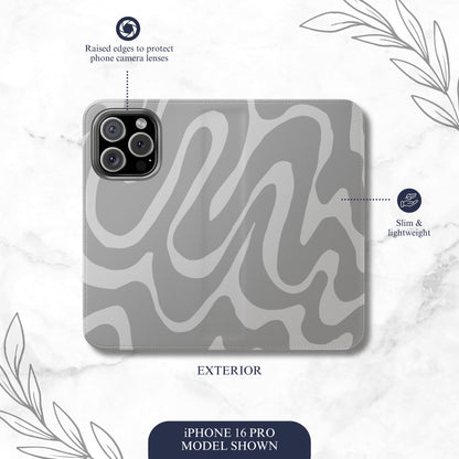 Grayscale - iPhone Flip Case Wallet, Leather Folio Case Phone Case-aesthetic phone case-shockproof phone case-cute phone case-designer phone case-elegant phone case-luxury phone case-phone accessories-fashion accessory