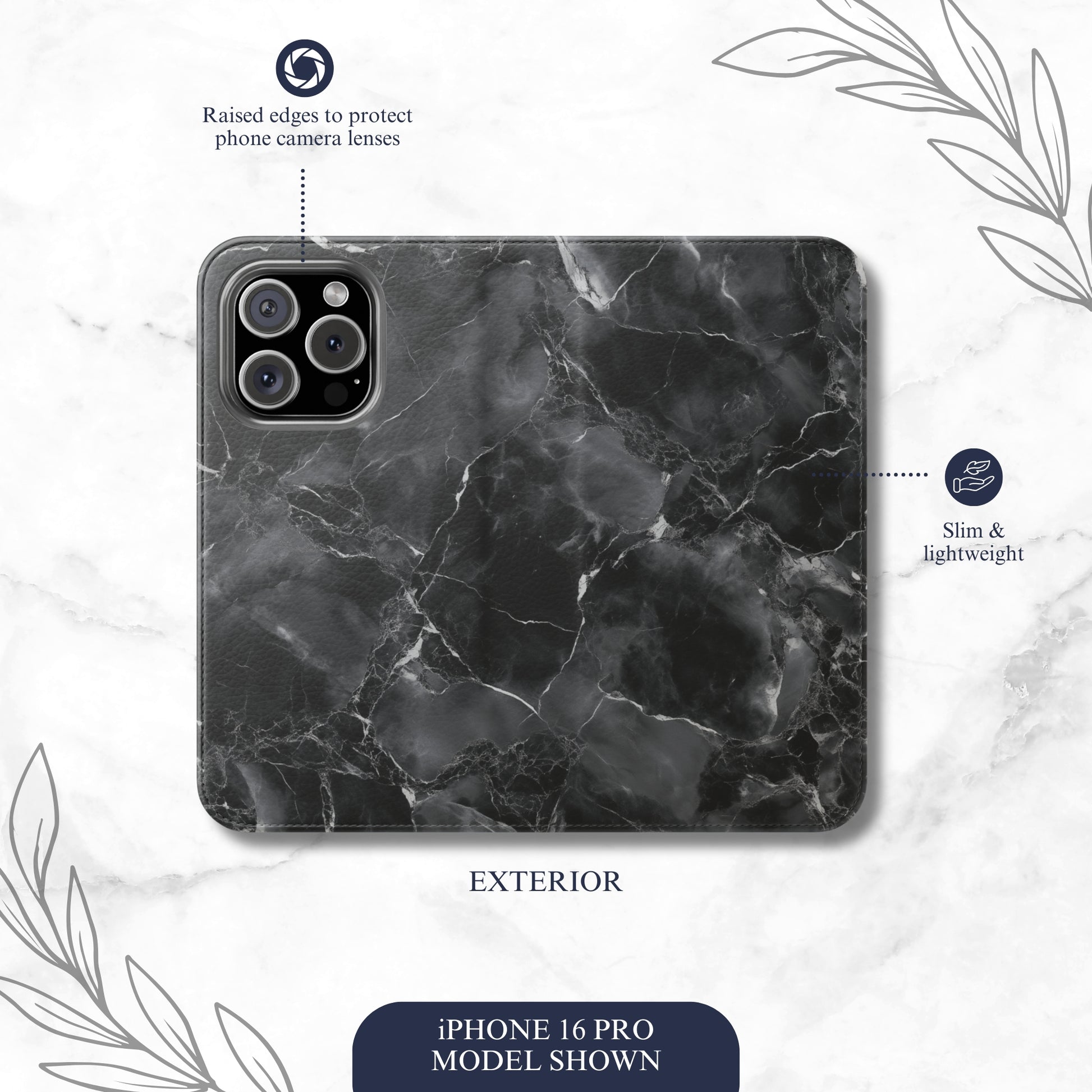 Obsidian - iPhone Flip Case Wallet, Leather Folio Case Phone Case-aesthetic phone case-shockproof phone case-cute phone case-designer phone case-elegant phone case-luxury phone case-phone accessories-fashion accessory