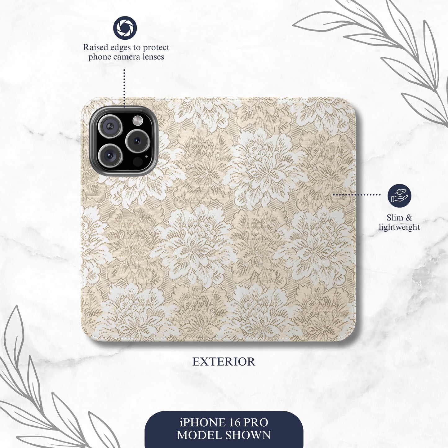 Keepsake Lace - iPhone Flip Case Wallet, Leather Folio Case Phone Case-aesthetic phone case-shockproof phone case-cute phone case-designer phone case-elegant phone case-luxury phone case-phone accessories-fashion accessory