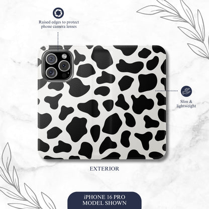 Bovine - iPhone Flip Case Wallet, Leather Folio Case Phone Case-aesthetic phone case-shockproof phone case-cute phone case-designer phone case-elegant phone case-luxury phone case-phone accessories-fashion accessory