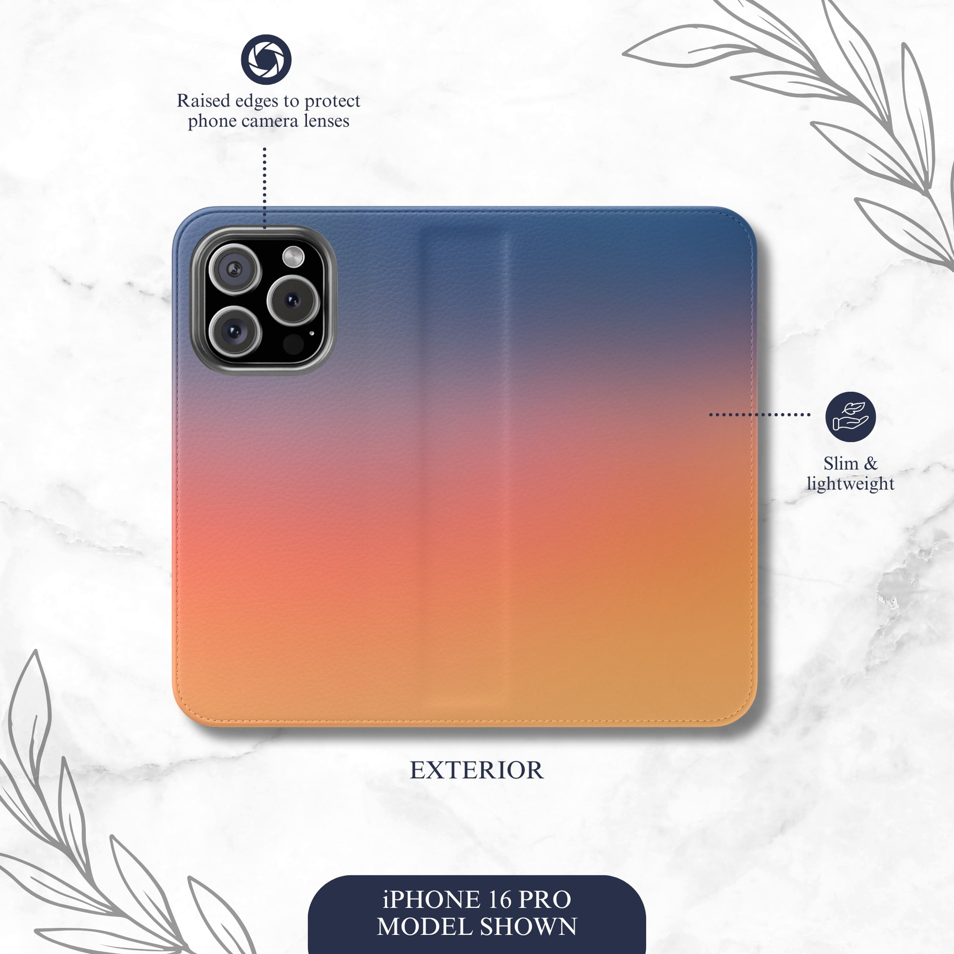 Sunset Aura - iPhone Flip Case Wallet, Leather Folio Case Phone Case-aesthetic phone case-shockproof phone case-cute phone case-designer phone case-elegant phone case-luxury phone case-phone accessories-fashion accessory