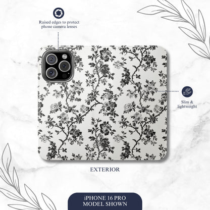 Adorned Toile - iPhone Flip Case Wallet, Leather Folio Case Phone Case-aesthetic phone case-shockproof phone case-cute phone case-designer phone case-elegant phone case-luxury phone case-phone accessories-fashion accessory