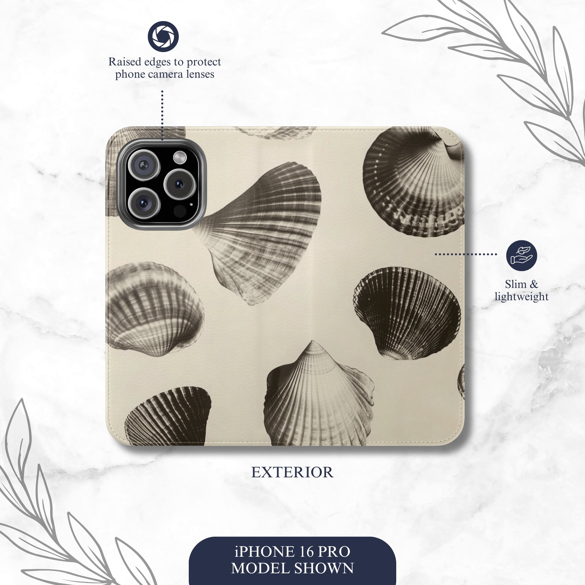 Ocean Whisper - iPhone Flip Case Wallet, Leather Folio Case Phone Case-aesthetic phone case-shockproof phone case-cute phone case-designer phone case-elegant phone case-luxury phone case-phone accessories-fashion accessory