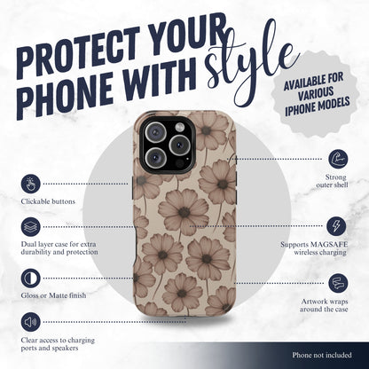 Sepia Bloom - Magsafe iPhone Case Phone Case-aesthetic phone case-shockproof phone case-cute phone case-designer phone case-elegant phone case-luxury phone case-phone accessories-fashion accessory