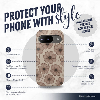 Sepia Bloom - Google Pixel Case Phone Case-aesthetic phone case-shockproof phone case-cute phone case-designer phone case-elegant phone case-luxury phone case-phone accessories-fashion accessory