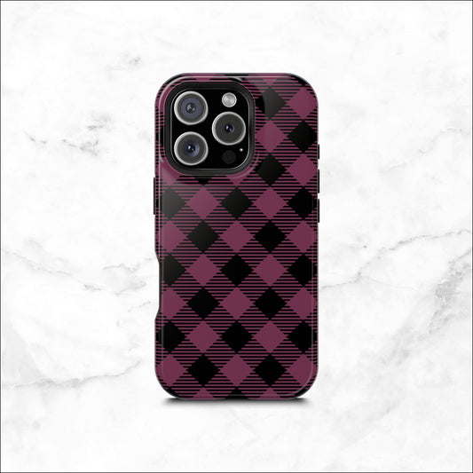 Plum Plaid - Magsafe iPhone Case Phone Case-aesthetic phone case-shockproof phone case-cute phone case-designer phone case-elegant phone case-luxury phone case-phone accessories-fashion accessory