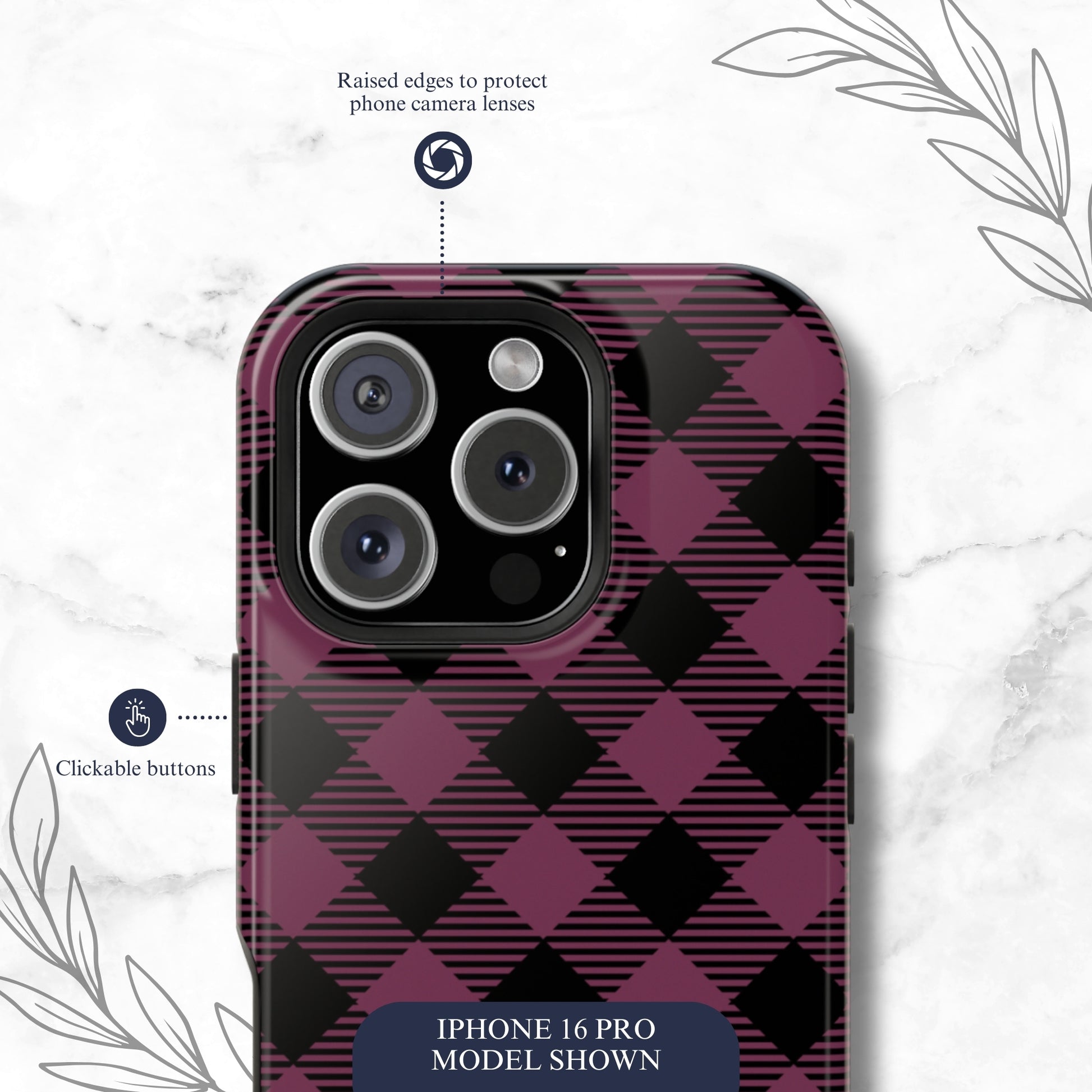Plum Plaid - Magsafe iPhone Case Phone Case-aesthetic phone case-shockproof phone case-cute phone case-designer phone case-elegant phone case-luxury phone case-phone accessories-fashion accessory