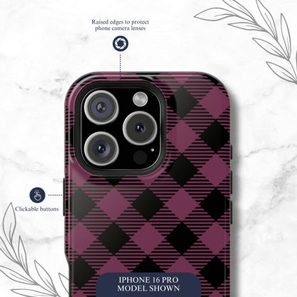 Plum Plaid - Magsafe iPhone Case Phone Case-aesthetic phone case-shockproof phone case-cute phone case-designer phone case-elegant phone case-luxury phone case-phone accessories-fashion accessory