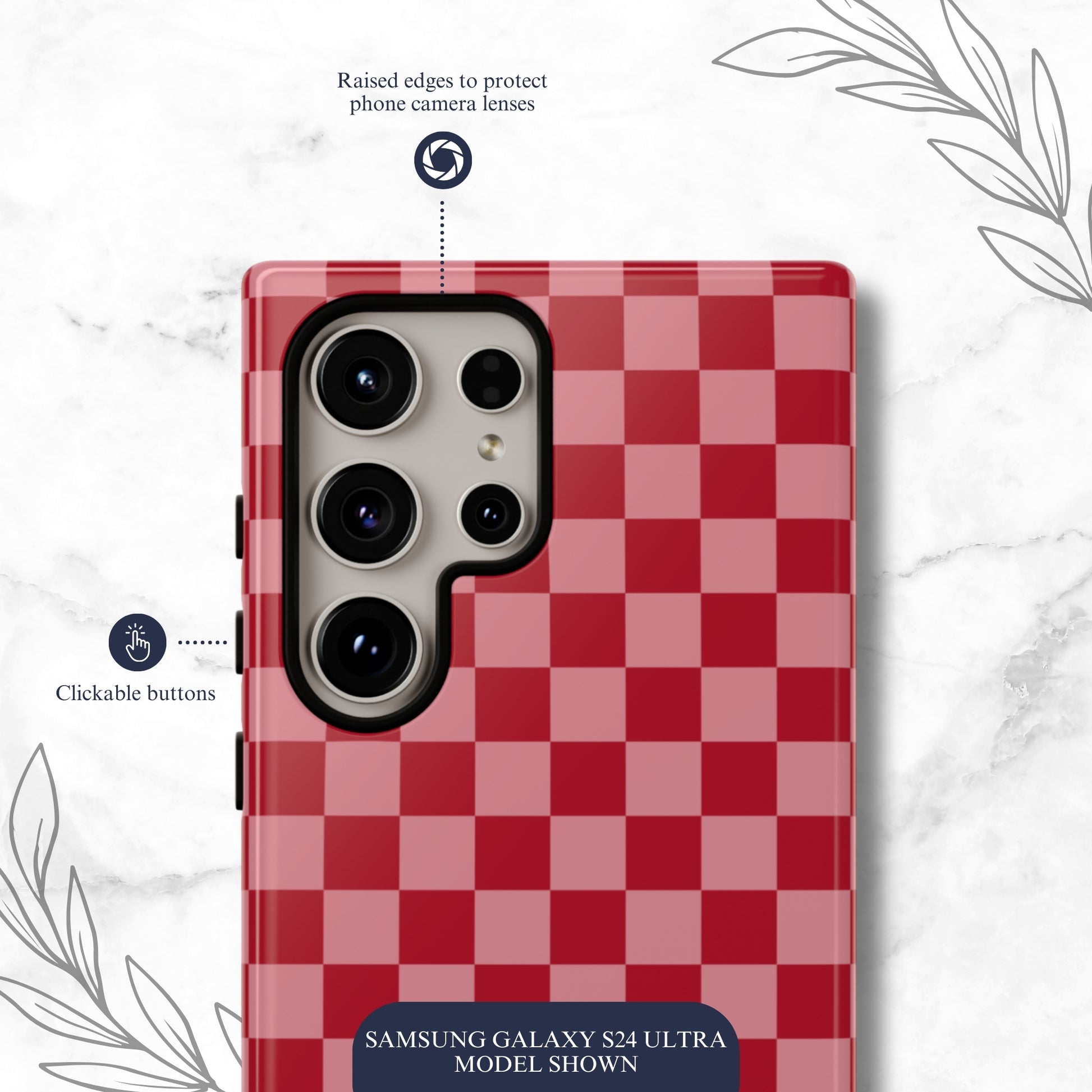 Crimson Check - Samsung Galaxy Case Phone Case-aesthetic phone case-shockproof phone case-cute phone case-designer phone case-elegant phone case-luxury phone case-phone accessories-fashion accessory
