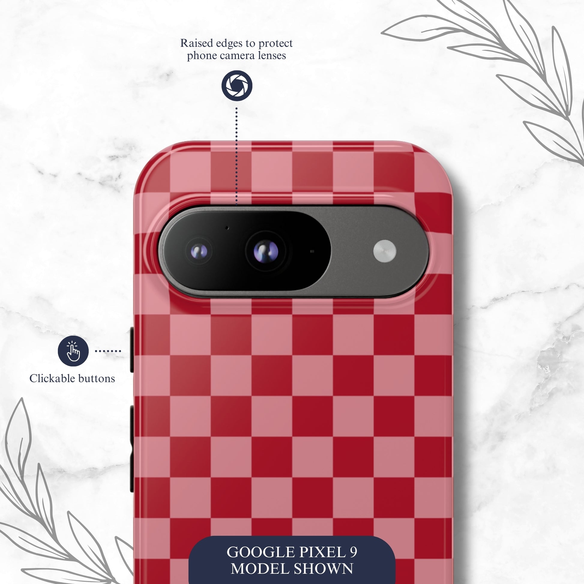 Crimson Check - Google Pixel Case Phone Case-aesthetic phone case-shockproof phone case-cute phone case-designer phone case-elegant phone case-luxury phone case-phone accessories-fashion accessory