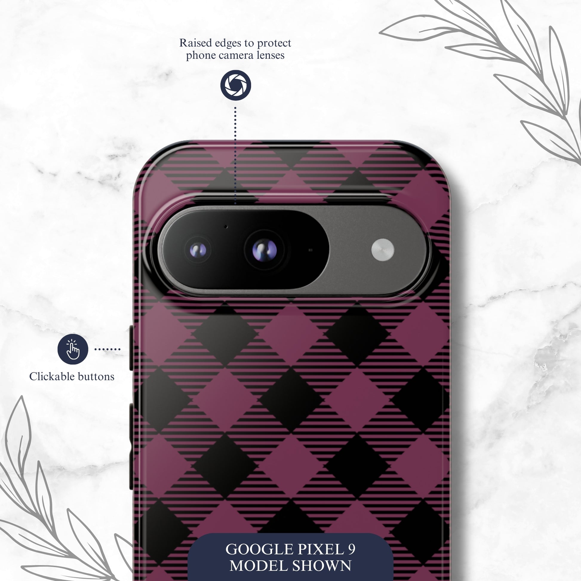 Plum Plaid - Google Pixel Case Phone Case-aesthetic phone case-shockproof phone case-cute phone case-designer phone case-elegant phone case-luxury phone case-phone accessories-fashion accessory