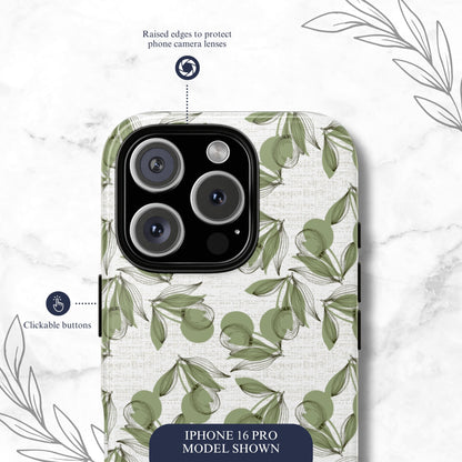 Olive Branch - iPhone Case Phone Case-aesthetic phone case-shockproof phone case-cute phone case-designer phone case-elegant phone case-luxury phone case-phone accessories-fashion accessory