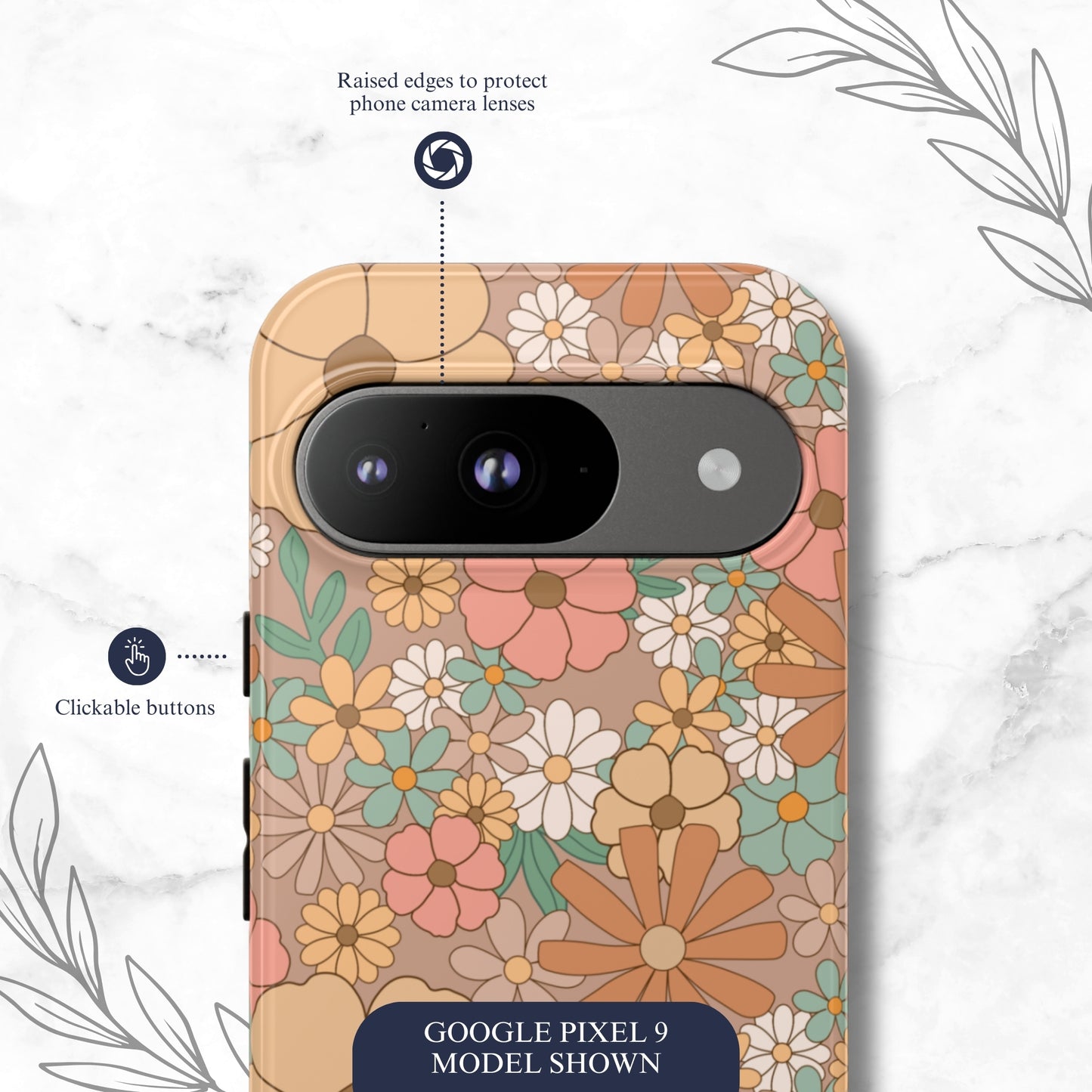 Retro Petals - Google Pixel Case Phone Case-aesthetic phone case-shockproof phone case-cute phone case-designer phone case-elegant phone case-luxury phone case-phone accessories-fashion accessory