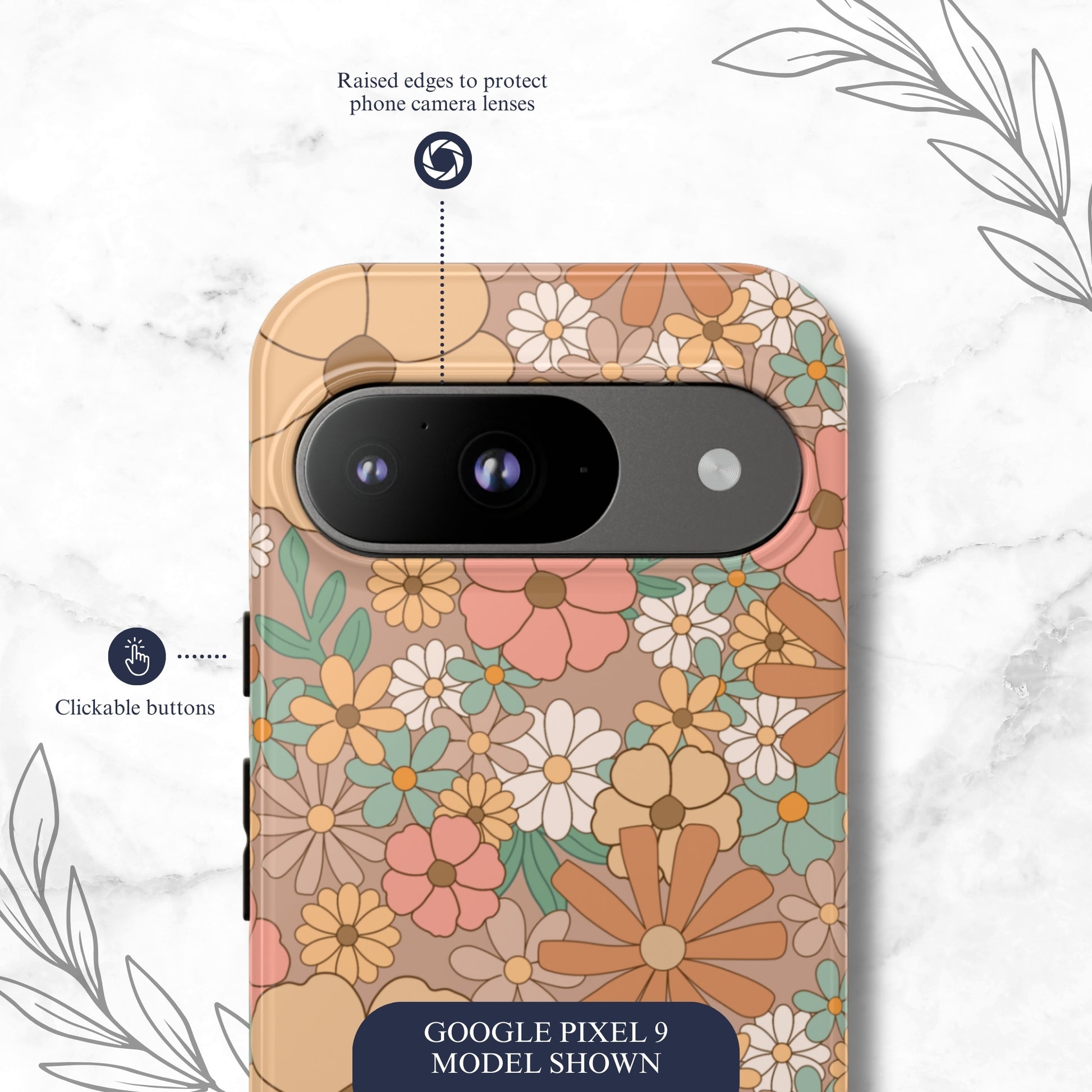 Retro Petals - Google Pixel Case Phone Case-aesthetic phone case-shockproof phone case-cute phone case-designer phone case-elegant phone case-luxury phone case-phone accessories-fashion accessory